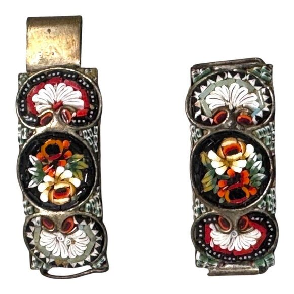 Vintage Italian Micro Mosaic Floral Panel Bracelet Replacement Parts 4 Bracelet - Picture 1 of 3